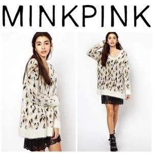 MINKPINK Zippora Fluffy Sweater Leopard